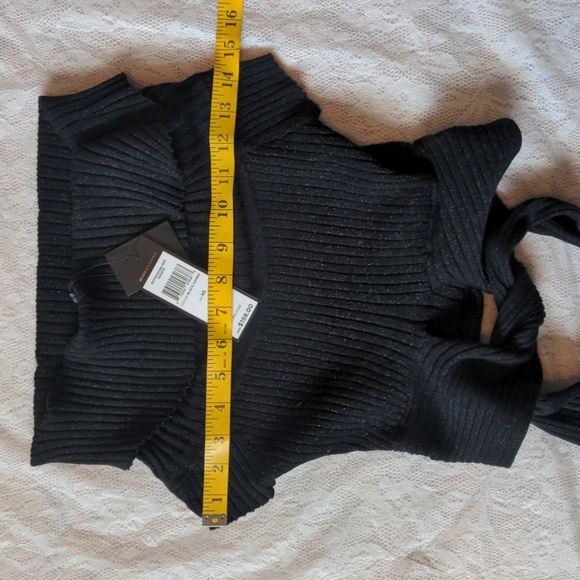 BCBGMaxAzria Black Glitter Tie Front Tube Top Size XS NWT Party Clubbing Top - Picture 6 of 7